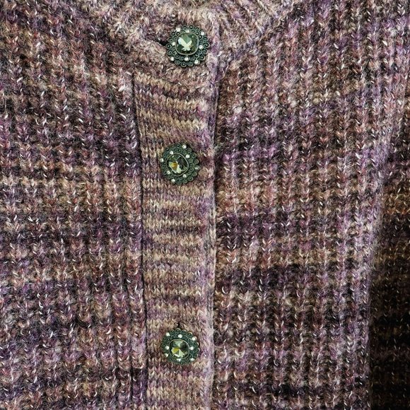 Who What Wear XS Front Gem Button Purple Women's Cardigan Crew Neck Long Sleeve - Picture 7 of 14